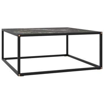 Coffee Table Black with Black Marble Glass 80x80x35 cm