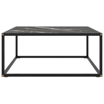 Coffee Table Black with Black Marble Glass 80x80x35 cm