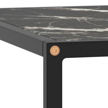 Coffee Table Black with Black Marble Glass 80x80x35 cm