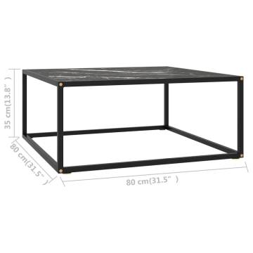 Coffee Table Black with Black Marble Glass 80x80x35 cm