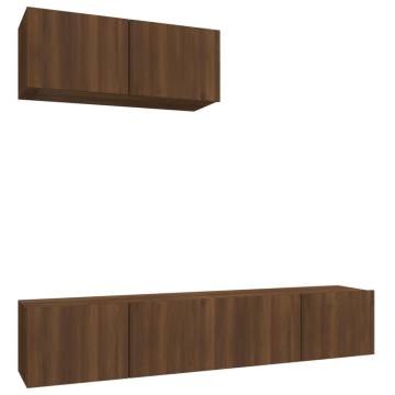 3 Piece TV Cabinet Set Brown Oak Engineered Wood