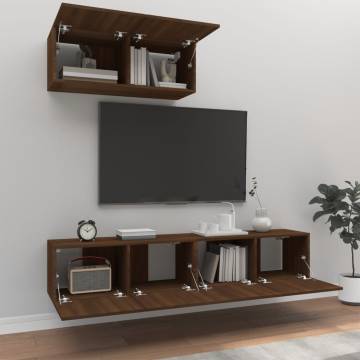 3 Piece TV Cabinet Set Brown Oak Engineered Wood