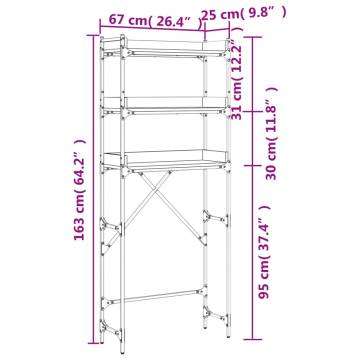 Washing Machine Shelf Smoked Oak 67x25x163 cm Engineered Wood