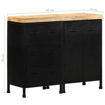 Sideboard with 3 Drawers and 2 Doors Rough Mango Wood