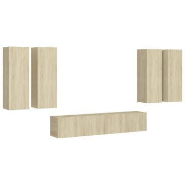 6 Piece TV Cabinet Set Sonoma Oak Engineered Wood