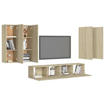 6 Piece TV Cabinet Set Sonoma Oak Engineered Wood