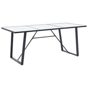 Dining Table White 180x90x75 cm Tempered Glass