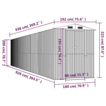 Garden Shed Green 192x938x223 cm Galvanised Steel