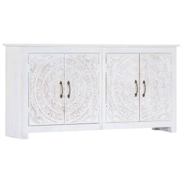 Sideboard Handmade White 140x30x70 cm Solid Acacia Wood