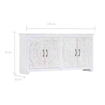 Sideboard Handmade White 140x30x70 cm Solid Acacia Wood