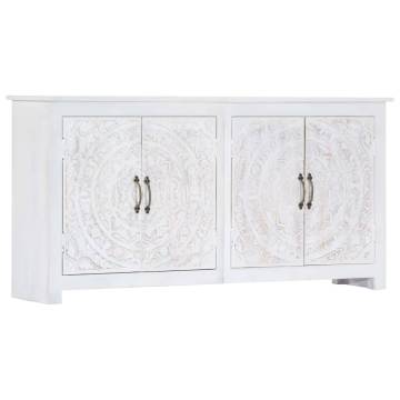 Sideboard Handmade White 140x30x70 cm Solid Acacia Wood