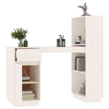 Desk White 110x53x117 cm Solid Wood Pine