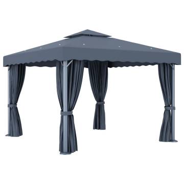 Gazebo with Curtain 3x3 m Anthracite Aluminium