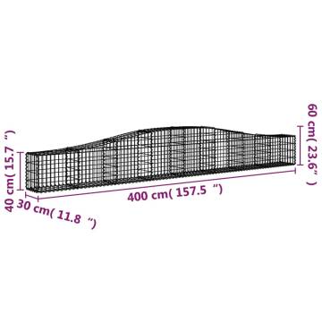 Arched Gabion Baskets 4 pcs 400x30x4060 cm Galvanised Iron