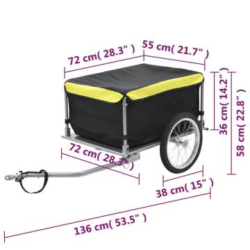 Bike Trailer Black and Yellow 65 kg