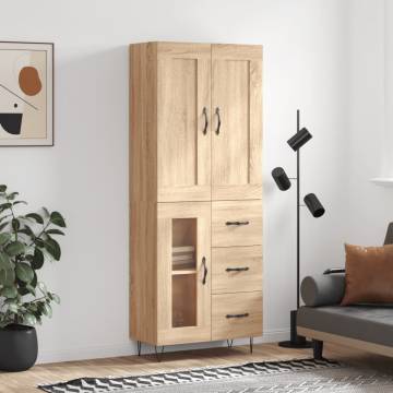 Highboard Sonoma Oak 69.5x34x180 cm Engineered Wood