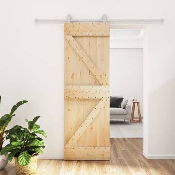 Sliding Door with Hardware Set 70x210 cm Solid Wood Pine