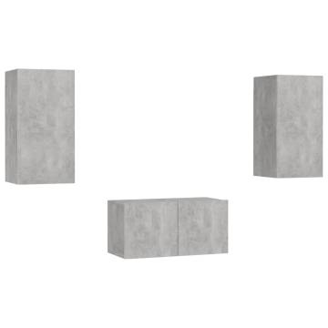 3 Piece TV Cabinet Set Concrete Grey Engineered Wood