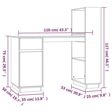 Desk Honey Brown 110x53x117 cm Solid Wood Pine