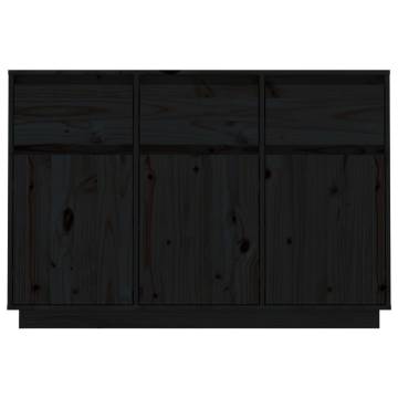 Sideboard Black 110x34x75 cm Solid Wood Pine