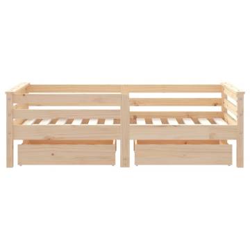 Kids Bed Frame with Drawers 70x140 cm Solid Wood Pine