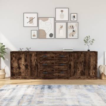 Sideboards 3 pcs Smoked Oak Engineered Wood