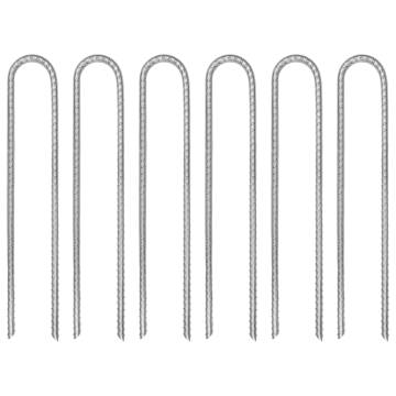 Tent Pegs 6 pcs U-shaped 30 cm Ø7 mm Galvanised Steel