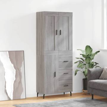 Highboard Grey Sonoma 69.5x34x180 cm Engineered Wood