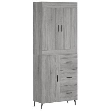 Highboard Grey Sonoma 69.5x34x180 cm Engineered Wood