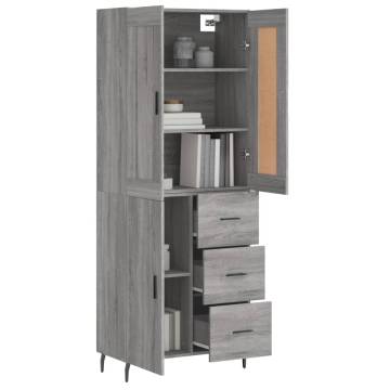 Highboard Grey Sonoma 69.5x34x180 cm Engineered Wood