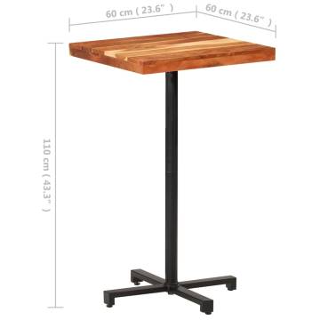 Bar Table Square 60x60x110 cm Solid Acacia Wood