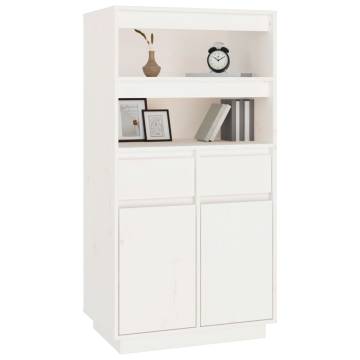 Highboard White 60x40x116.5 cm Solid Wood Pine