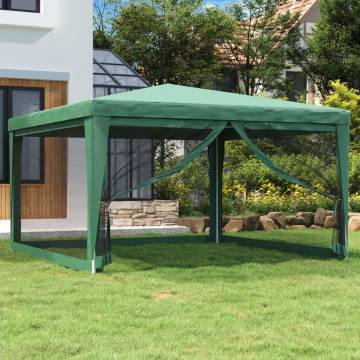 Party Tent with 4 Mesh Sidewalls Green 4x4 m HDPE