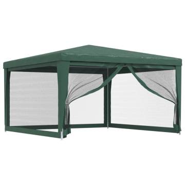 Party Tent with 4 Mesh Sidewalls Green 4x4 m HDPE