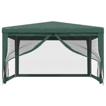 Party Tent with 4 Mesh Sidewalls Green 4x4 m HDPE