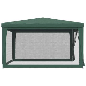 Party Tent with 4 Mesh Sidewalls Green 4x4 m HDPE