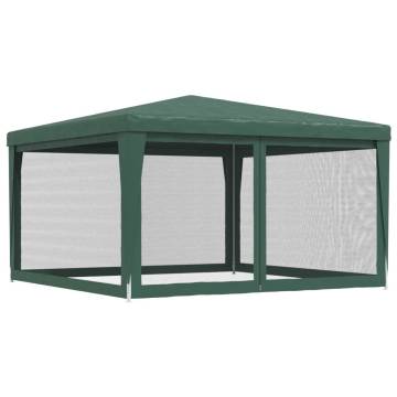 Party Tent with 4 Mesh Sidewalls Green 4x4 m HDPE