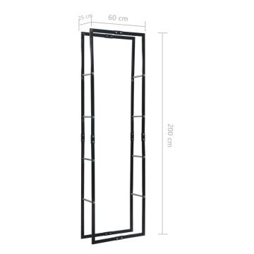 Firewood Rack Black 60x25x200 cm Steel