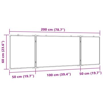 Magnetic Whiteboard Foldable 200x60x1.7 cm Aluminium