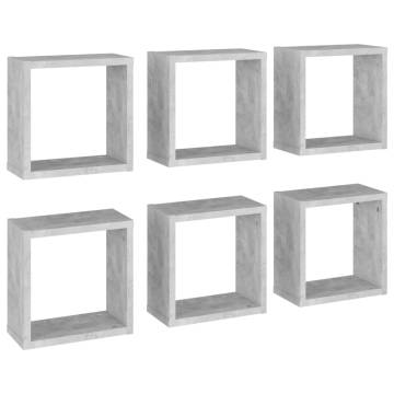 Wall Cube Shelves 6 pcs Concrete Grey 30x15x30 cm