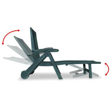 Sun Lounger with Footrest Plastic Green