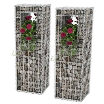 Gabion Basket PostsPlanters 2 pcs Steel 50x50x160 cm