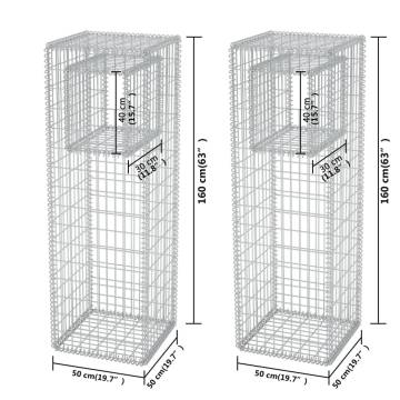 Gabion Basket PostsPlanters 2 pcs Steel 50x50x160 cm