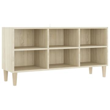 TV Cabinet with Solid Wood Legs Sonoma Oak 103.5x30x50 cm