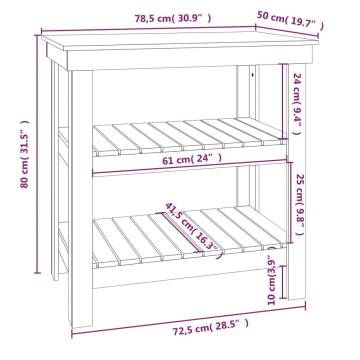 Work Bench White 78.5x50x80 cm Solid Wood Pine