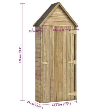 Garden Tool Shed with Door 69.5x32x178 cm Impregnated Pinewood