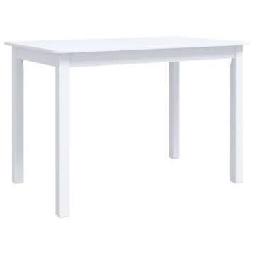 Dining Table White 114x71x75 cm Solid Rubber Wood