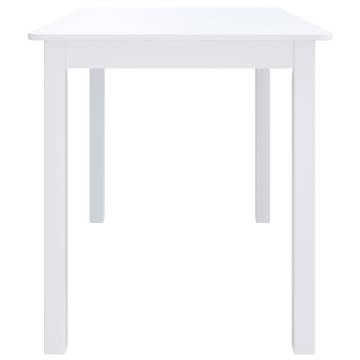 Dining Table White 114x71x75 cm Solid Rubber Wood