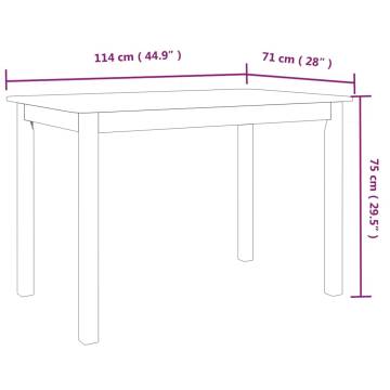 Dining Table White 114x71x75 cm Solid Rubber Wood