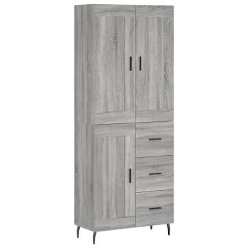 Highboard Grey Sonoma 69.5x34x180 cm Engineered Wood